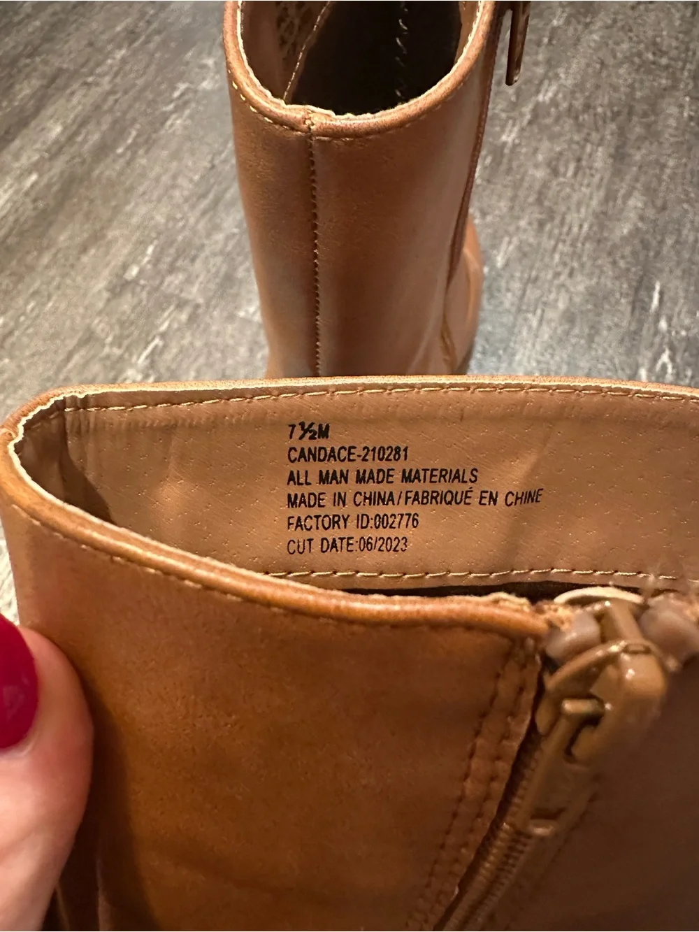 Women's Chestnut Leather Square-Toe Ankle Boots with Side Zip